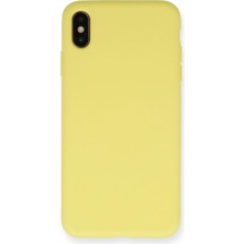 Mey Ithalat®   iPhone Xs Max Kılıf Nano Içi Kadife Silikon - Mat Sarı