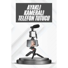 Mey Ithalat® Telefon Tutucu Mikrofonlu Işıklı Youtuber Video Kayıt