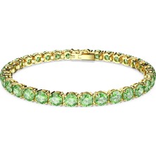 Swarovski Matrix Tennis Bileklik Round Cut Yeşilari Altin Rengi Kaplama S