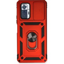 Mey Ithalat®   Redmi Note 10 Pro Kılıf Pars Lens Yüzüklü Silikon - Kırmızı