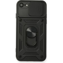 Mey Ithalat®   iPhone 7 Kılıf Pars Lens Yüzüklü Silikon - Siyah