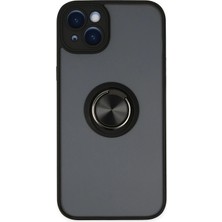 Mey Ithalat®   iPhone 14 Kılıf Montreal Yüzüklü Silikon Kapak - Siyah