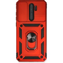 Mey Ithalat®   Redmi Note 8 Pro Kılıf Pars Lens Yüzüklü Silikon - Kırmızı