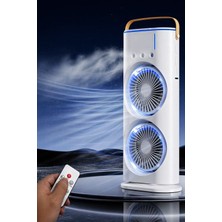 Exenar Masaüstü Çift Fanlı Buzlu Vantilatör Kumandalı Soğuk Üfleme 1800MAH Şarjlı LED Buzlu Mini Klima Gibi