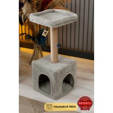 Pati Store Bodrum Modeli Yıkanabilir Kedi Evi ve Tırmalama - Ekstra Sağlam Mdf Taban - Yumuşak Welsoft Dokulu