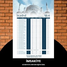 Ramazan Imsakiyesi - 300 gr - A3 Boyut Kişiye Özel Isimli & Logolu 1 Adet Mavi