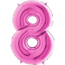 BenimMarifetlerim 8 Rakamı Pembe Folyo Balon 16 Inch 40 cm