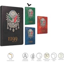 Gıpta Osmanlı Devlet Arması Tuğrası - 1299 Iplik Dikişli Sert Kapak - Altın Yaldızlı Ajanda - Kabartmalı Arma - 13X21 cm 120 Yaprak Çizgili Defter / Yeşil