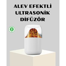 Uravas Store Mey Ithalat® Ultrasonik Alev Efektli Aromaterapi Difüzörü USB Şarjlı ve Otomatik Kapanma Özellikli