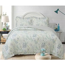 Lal Home Deco Flowers Çift Kişilik Yatak Örtüsü Seti 240x260cm - Volanlı 2 Yastıklı %100 Polyester
