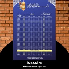 Ramazan Imsakiyesi - 300 gr - A3 Boyut Kişiye Özel Isimli & Logolu 1 Adet Mat Mavi