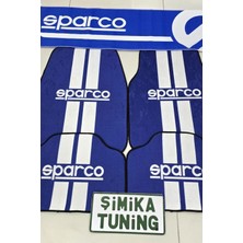 Şimika Sparco Mavi Kaymaz Taban Dekoratif Oto Halı Paspas ve Torpido Havlusu Göğüs Halısı Üniversal(Anahtarlık Hediyeli)