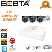 2mp Ahd 1080P Gece Görüşlü 3 Kameralı Güvenlik Sistemi
