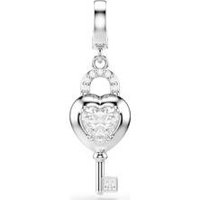 Swarovski Idyllia Charm Karişik Kesim Anahtarli Kalp Beyaz Rodyum Kaplama