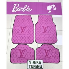 Şimika Lv Pembe Kaymaz Taban Dekoratif Oto Halı Paspas ve Barbie Pembe Torpido Havlusu Oto Göğüs Halısı Yıkanabilir Her Araca Uyumlu(Anahtarlık Hediyeli)