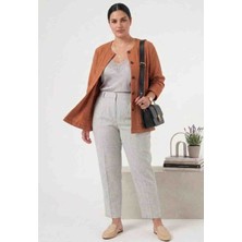 Maxlevel Moda Yakası Pervazlı Büyük Beden Kadın Ceket Hırka
