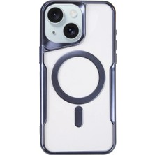 Mey Ithalat®   iPhone 15 Plus Kılıf Boyi Magsafe Silikon Kapak - Lacivert