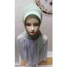 Ergül Hazır Duvak Simsiz Küf Yeşili Nuray Hazir Turban,hazır Duvak,hazır Şal,abiye Şal, Düğün,sünnet,mezuniyet