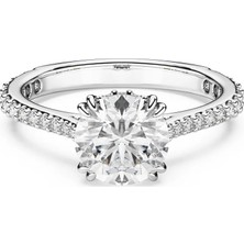 Swarovski Stilla Kokteyl Yüzüğü Yuvarlak Kesim Pave Beyaz Rodyum Kaplama 52