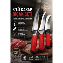Plastmarket Lazoğlu 3'lü Kasap Bıçağı Seti, 1 Adet Kasap Bıçağı, 1 Adet Yüzme Bıçağı, 1 Adet Sıyırma Bıçağı - Ku