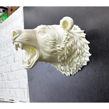 Luord - Store Beyaz Renk 3D Ayı Başı Duvar Dekoru - Lisinya