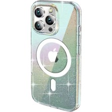 Ulu Pazarlama Joko Apple Iphone 15 Pro Rasasi Simli Magsafe Kapak - Şeffaf