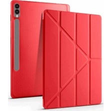 Ulu Pazarlama Samsung Galaxy X610 Tab S9 Fe Plus 12.4 Kılıf Kalemlikli Mars Tablet Kılıfı - Kırmızı