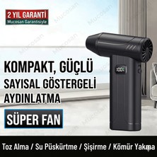 Mucosan X9 Şarjlı Turbo Fan Hava Üfleyici Kompresör -65W- 5+1- 160G Güçlü Itiş, Dijital Ekran, LED Işıklı, 2 Yıl Garantili