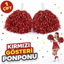 Practika Kırmızı Gösteri Ponponu 1 Çift Metalik Dolgun 23 Nisan 19 Mayıs 29 Ekim Kullanım Için