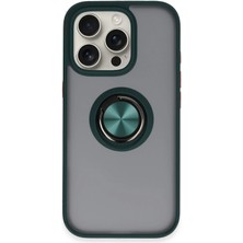 Mey Ithalat®   iPhone 16 Pro Max Kılıf Montreal Yüzüklü Silikon Kapak - Yeşil