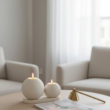 Lumi Home 3'lü Set Küre Tealight Mumluk ve Oval Sunum Tepsisi Iskandinav  Stil