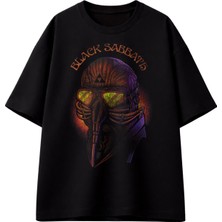 Fuddy Moda Unisex Oversize Black Sabbath Gas Mask Baskılı Rock Band Temalı Tişört