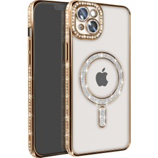 Ulu Pazarlama Apple Iphone 15 Kılıf Joke Simli Magneticsafe Kılıf - Gold