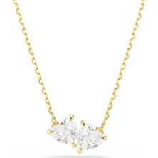 Swarovski Mesmera Kolye Kalp Beyaz Altin Rengi Kaplama