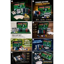Munico Metal Kutu Poker Seti 500 Chip + 2 Iskambil Kartı + Çuha Ev ve Turnuva Için 500 Chipli Poker Masa