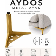 Badem10 Aydos 15 cm Mat Altın Metal Mobilya Ayağı 1 Adet Dayanıklı Modern Tasarım Sehpa Dolap Koltuk Ayağı