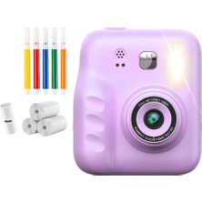 Ulu Pazarlama Hd Ekranlı Çocuk Fotoğraf Makinesi Video Kayıt ve Baskı Kağıdı Kalem Hediyeli