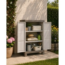 Csb Store Bahçe Balkon Plastik Dolap 2 Kapaklı Çok Amaçlı Dolap 65X45X97 cm
