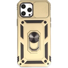Ulu Pazarlama Apple Iphone 12 Pro Max Kılıf Pars Lens Yüzüklü Silikon - Gold