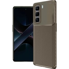 Ulu Pazarlama Infinix Hot 50 4g Kılıf Auto Focus Karbon Kapak - Kahverengi