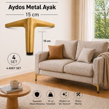 Badem10 Aydos 4 Adet Metal Mobilya Ayağı 15 cm Mat Altın Renk Dayanıklı Şık Tasarım Koltuk Kanepe Ayağı