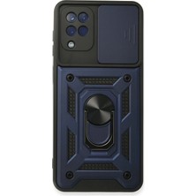 Mey Ithalat®  Samsung Galaxy A22 Kılıf Pars Lens Yüzüklü Silikon - Lacivert