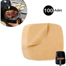 Ulu Pazarlama 100 Adet Air Fryer Pişirme Kağıdı Tek Kullanımlık Yağ Su Geçirmez Yapışmaz Deliksiz Düz Kare Model (5570)