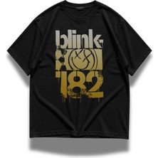 Fuddy Moda Unisex Oversize BLINK-182 Gold Baskılı Rock Band Temalı Bisiklet Yaka Tişört
