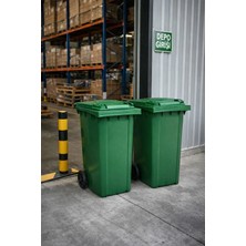 Akyüz Plastik 120 Litre 2 Adet-Plastik Tekerlekli Çöp Konteyner – Fabrika ve Kurumsal Kullanım Için Atık Kutusu