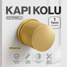 Badem10 (1 Takım-Çift) Rock-O Titanyum Altın Karşılıklı Kapı Kolu Dayanıklı Metal Çevirmeli Kapı Kolu