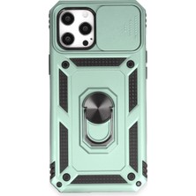 Ulu Pazarlama Apple Iphone 12 Pro Max Kılıf Pars Lens Yüzüklü Silikon - Yeşil