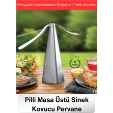 Svein #sinekkovucu Piramit Gövde Pvc Kanat Pervane Masa Üstü Taşınabilir Pilli Sinek Kovucu Makine Siyah Sessiz Fly Fan Kimyasal Içermeyen Böcek Uzaklaştırıcı Balkon Bahçe Kamp Yemek Masası Koruyucu