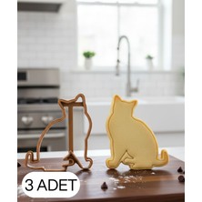 Ulu Pazarlama 3lü Kedi Figürlü Mini Boy Kurabiye Kalıbı Hamur Kesici Şeker ve Oyun Hamuru Için Tek  Parça