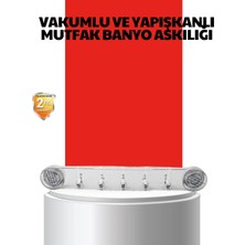 Ulu Pazarlama Vakumlu ve Yapışkanlı Mutfak Banyo Askılığı 5 Bölmeli Pratik Düzenleyici